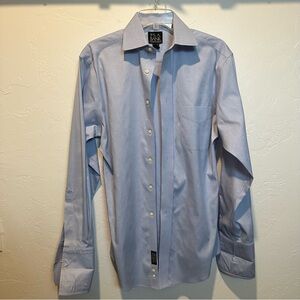 Jos. A. Bank Blue Dress Shirt with Pointed Collar and French Cuffs